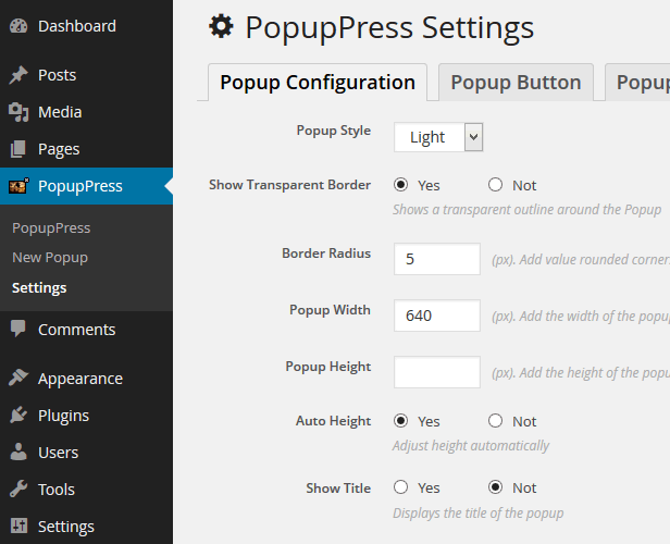 Configuration page