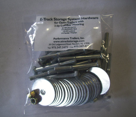 E-Track Floor Hardware Kit – 2 1/4" Bolts, Locknuts & Washers for Open Trailers (20-Pack)