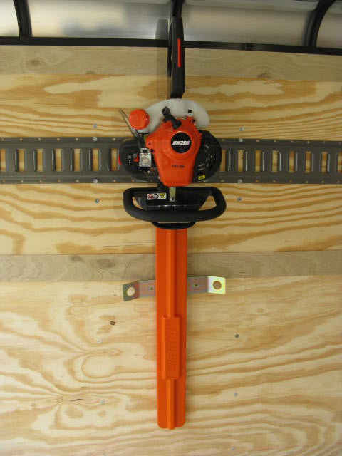 Bent Hook & Bungee Bracket – Secure Wall Storage for Trimmers, Chainsaws & Blowers, Part#252